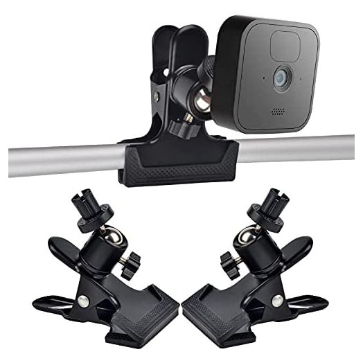POLARDAYS Metal Clamp Clip for All-New Blink Outdoor/Indoor Camera/Blink XT / XT2, Blink Mini,Weatherproof,Not Need to Drill, No Holes, No Damage to Your Furniture and Wall-Black(2 Pack)