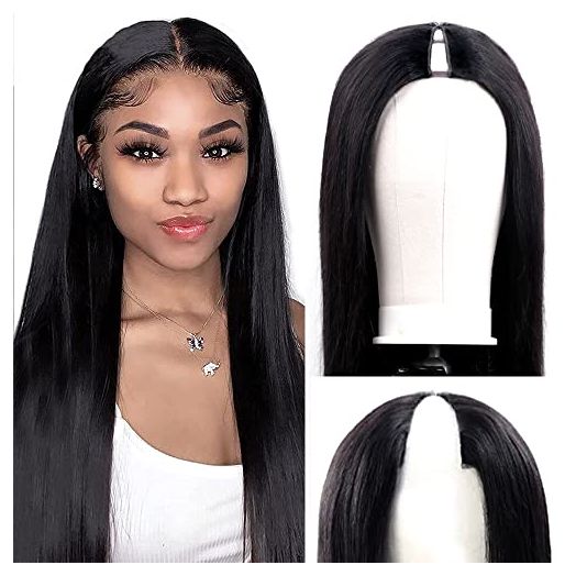 Amznlady V Part Wigs Straight Brazilian Virgin Human Hair Wigs for Black Women Upgrade U Part Wigs Glueless