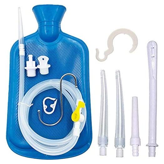 Smokitcen Enema Kit – 2L Enema Bag– 5.0ft. Long Silicone Hose – 5 Multi-Size Reusable Tips – Controlled Water Flow – for Colon Detox Cleanse Enemas