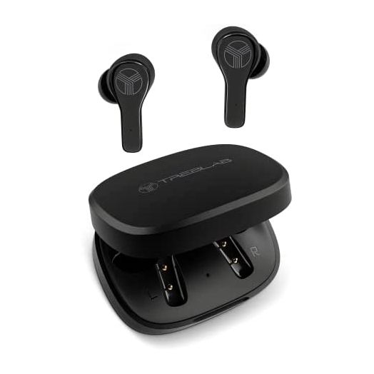 TREBLAB WX8 - True Wireless Earbuds, IPX8 Waterproof Earbuds with up 28H of Play Time, Bluetooth 5.1, Touch Control and Noise Isolation, Includes Charging Case w/Wireless Charging, USB-C Port, Black