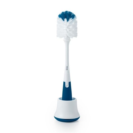 OXO Tot Bottle Brush With Bristled Cleaner & Stand, Navy