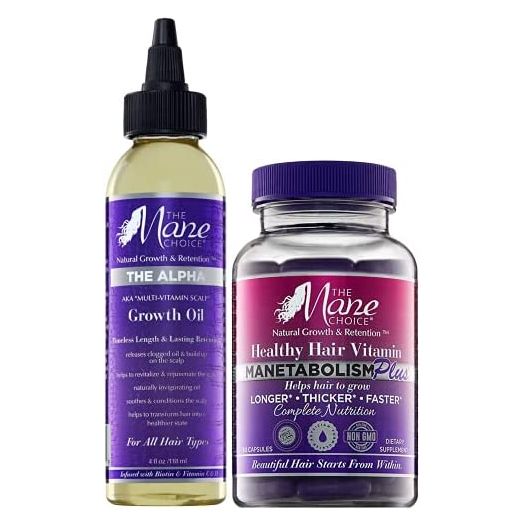 THE Mane Choice MANETABOLISM Hair Growth Vitamins (60 Capsules) & Oil (4 Ounces)