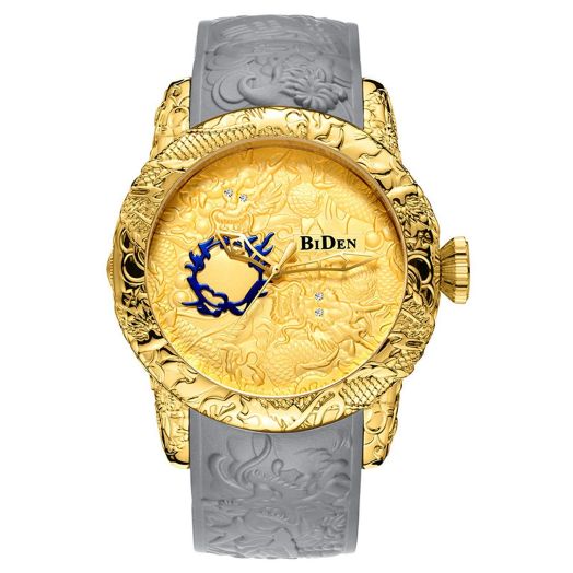 Gosasa Big Dial Fashion Watches Men's 3D Engraved Dragon Quartz Watches Casual Sports Waterproof Watch Man Luxury Exquisite Creative Watch
