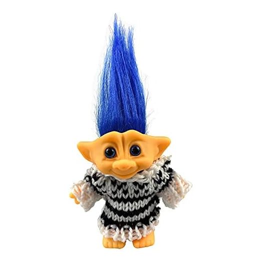 Lucky Troll Dolls,Cute Vintage Troll Dolls Chromatic Adorable for Collections, School Project, Arts and Crafts, Party Favors with Wool Clothes. (White+Black)