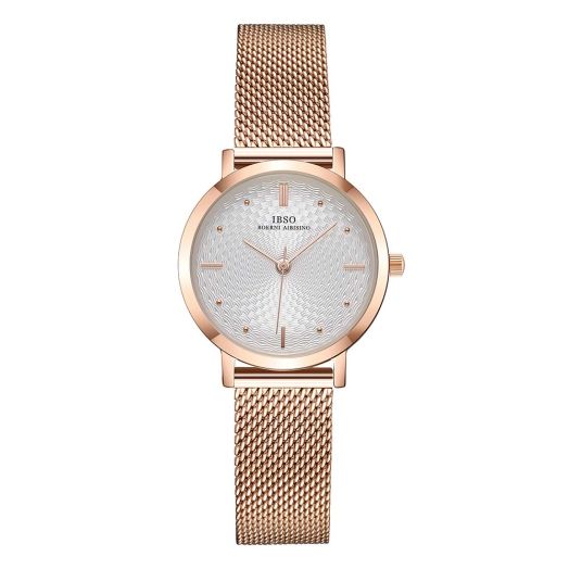 Women Stainless Steel Band Watches Ladies Quartz Wristwatches Waterproof Unique Design Mesh Bracelet Watch Relogio Feminino (3629 RG SS)