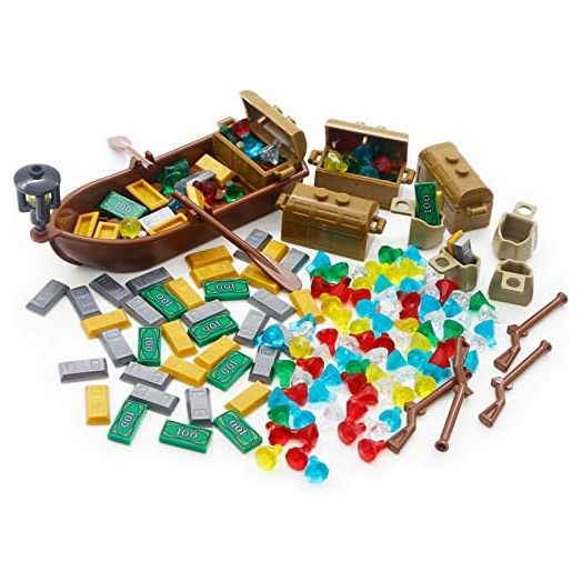 Pirate Accessories Money - Treasure Chest Building Block Bricks Pack, Money Gold Bar, Gems Diamonds, Jewels with Pirate Boat Ship People Parts, Building Bricks Set