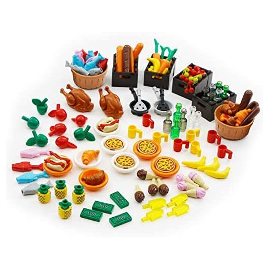 BroTex City Food Accessories, Building Block Bricks, People House Kitchen Farm Restaurant Pieces