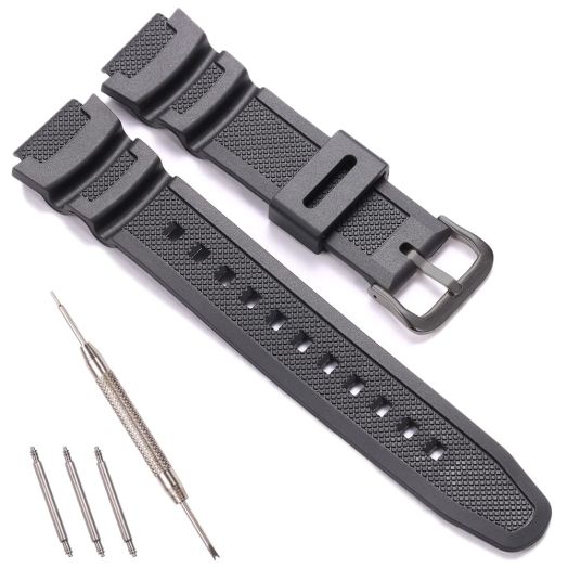 RCNZWQB Resin Replacement Watch Band Compatible with Casio SGW-400 SGW-500 AE-1200 AE-1000 Men's Waterproof Rubber Strap Accessories