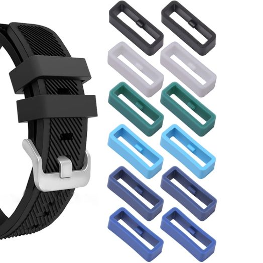 RCNZWQB 12PCS rubber silicone Watch Band keeper Holder loops Smartwatch Strap Retainer Fastener Rings Wristband Replacement Accessories 22mm color1