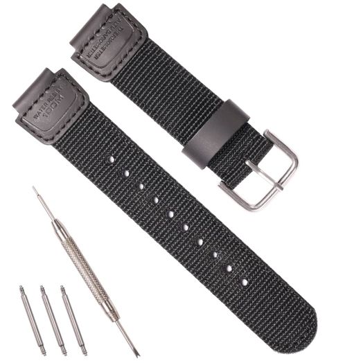 RCNZWQB Nylon strap Compatible with Casio SGW-300H SGW400 SGW500 AE-1200WH AEQ-110W 18mm Leather strap men's watchband accessories Black