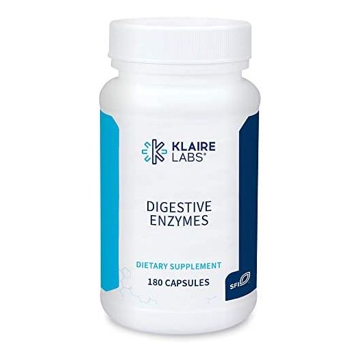 Klaire Labs Digestive Enzymes - Powerful Microbial-Based Amylase, Protease, Lactase, Lipase & Cellulase Enzyme Blend for Gas & Bloating (180 Capsules)