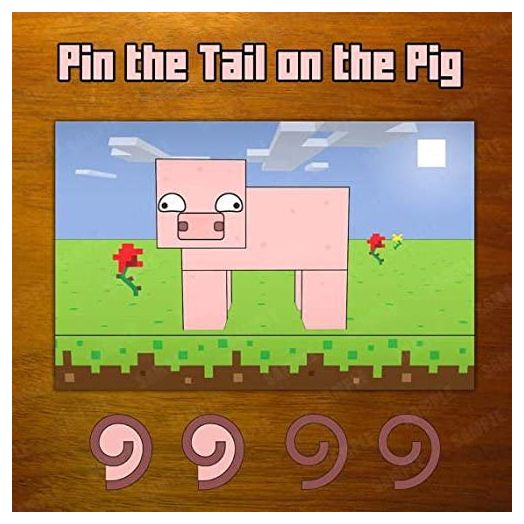 Silly Goose Gifts Mining Craft Birthday Party Pin Tail Pig Game Decorations Supplies Stickers for Kids Decor