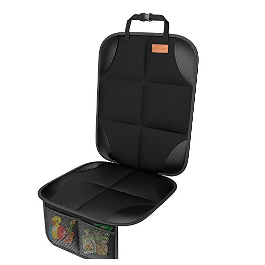 Car Seat Protector, [1 Pack] Smart eLf Large Auto Car Seat Protectors for Child Seats with Thickest Padding and Non-Slip Backing Mesh Pockets for SUV, Sedan, Truck, Leather and Fabric Car Seat