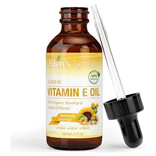 100% Plant Extract Vitamin E Oil 35,000 IU + Organic Rosehip & Jojoba Blend - 2 OZ Bottle. FAST Absorbing Skin Protection For Face & Body. Pure Ingredients - Ideal For Sensitive Skin - Use Daily