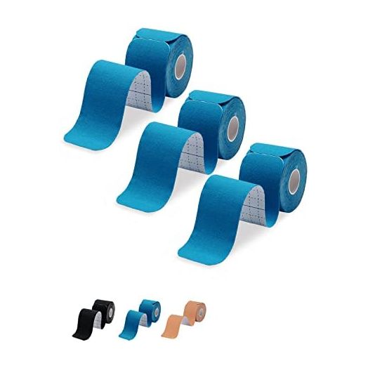 Kinesiology Tape Precut 3 Rolls-Athletic Sports Tape, Blue