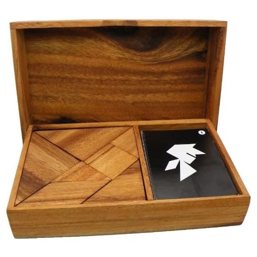 Logic Tangram Set with Play Cards Wooden Puzzle Game