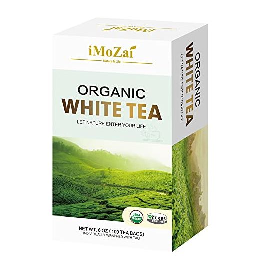 Imozai Organic White Tea Bags 100 Count Individually Wrapped
