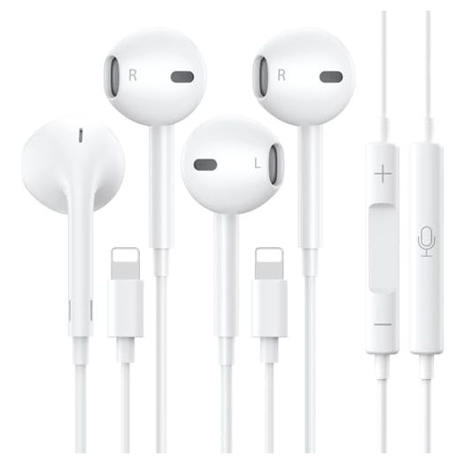 2 Packs-for iPhone Headphones Wired Earbuds/Earphones Nosie Reduction Built-in Microphone & Volume Control Headsets Compatible with iPhone 14/13/12/11/XR/XS/X/8/7/SE/Pro/Pro Max