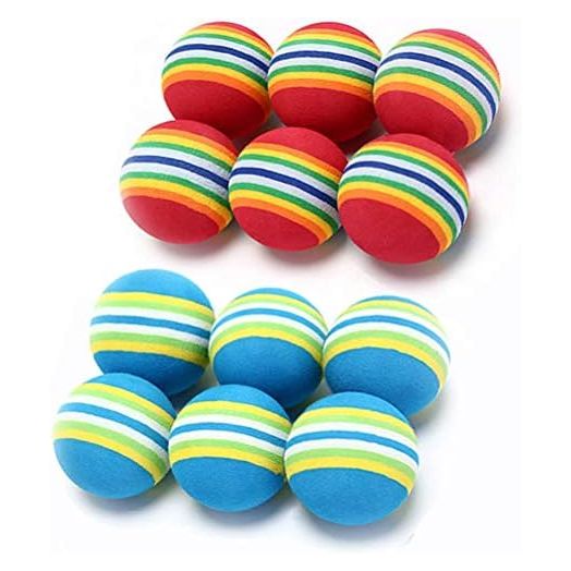 12 Pack 2 Color Rainbow Cat Toy Balls Soft EVA Foam Interactive Indoor Kittens Favorite Toys 1.38" Dia. Small Dogs Puppies Toy Balls Bulk Activity Chase Quiet Play Sponge Ball