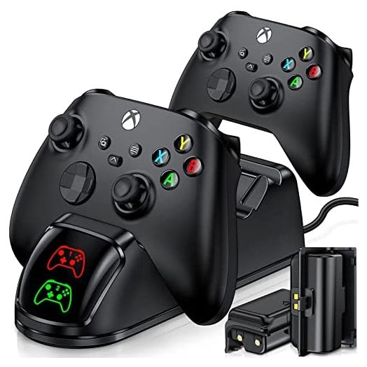 Controller Charger for Xbox Series X/Xbox One Controller, Charging Station with Dual Controller Battery Pack, 4 Battery Cover, 1 Rechargeable Charging Cable, Remote Stand Charger Station for Xbox