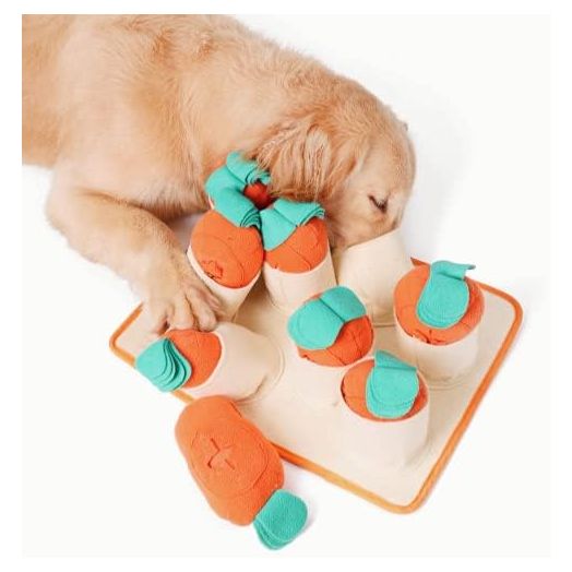 Fossa 3 in 1 Snuffle Mat for Dogs, Dog Enrichment Toys with 8 Plush Squeaky Chew Carrots, Puzzle Treat Toy for Stress Relief and Reduce Boredom, for Dogs, Cats, Rabbits and Guinea Pigs (Large)