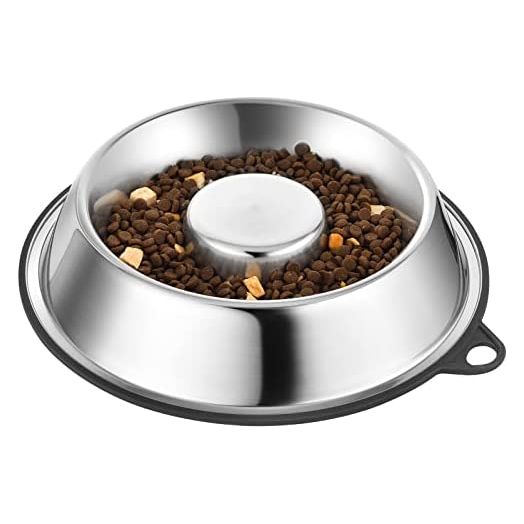 Stainless Steel Slow Feeder Dog Bowl Metal Slow Feed Dog Food Bowl