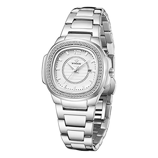 Women's Watches Fashion Square Dial Stainless Steel Waterproof Date Diamond Ladies Dress Wristwatches