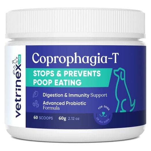 Vetrinex Labs Coprophagia Treatment for Dogs - Stop & Prevent Dog from Eating Poop - No Poop, Stool Eating Deterrent - How to Forbid & Keep Dogs and Puppies from Chewing Cat Feces - Probiotic Powder