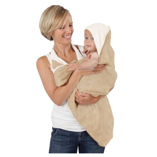 Cuddledry Hands Free Baby Bath Towel | Luxuriously Soft Bamboo & Cotton Hooded Baby Towel | Apron Towel for Safe Babies Bathtime | Perfect Newborn Gift (Oatmeal)