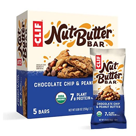 CLIF Nut Butter Bar, Chocolate Chip Peanut Butter, Organic Snack Bars (1.76 Ounce Protein Snack Bars, 5 Count)