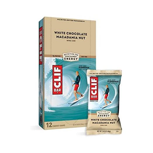 CLIF BARS - Energy Bars - White Chocolate Macadamia Nut Flavor - Made with Organic Oats - Plant Based Food - Vegetarian - Kosher (2.4 Ounce Protein Bars, 12 Count) Packaging May Vary
