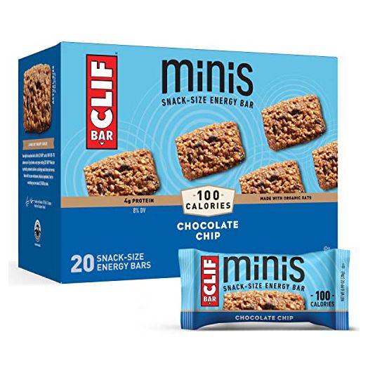 CLIF BARS - Mini Energy Bars - Chocolate Chip - Made with Organic Oats - Plant Based Food - Vegetarian - Kosher (0.99 Ounce Snack Bars, 20 Count)