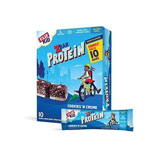 CLIF KID ZBAR - Protein Granola Bars - Cookies and Creme Flavor - Non-GMO - Organic -Lunch Box Snacks (1.27 Ounce Energy Bars, 10 Count)