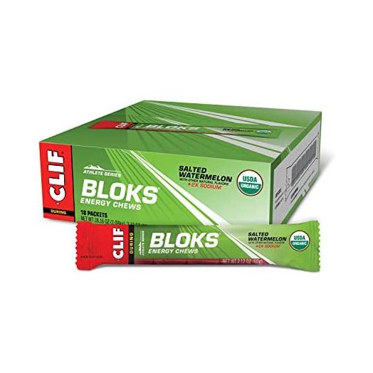 CLIF BLOKS - Energy Chews - Salted Watermelon -Non-GMO - Plant Based Food - Fast Fuel for Cycling and Running -Workout Snack (2.1 Ounce Packet, 18 Count) - (Assortment May Vary)