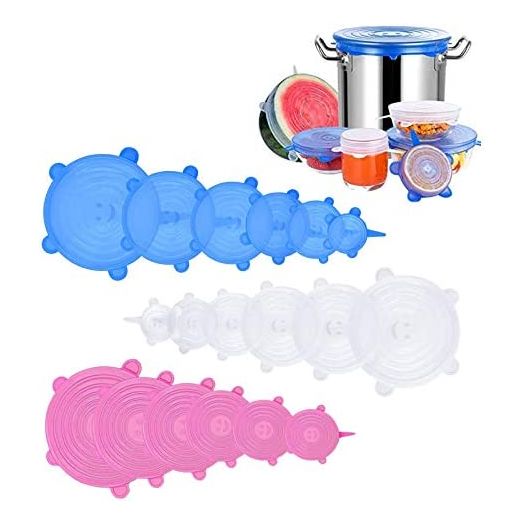 Silicone Stretch Lids, Reusable Silicone Lids, Silicone Bowl Covers (18 Pack)