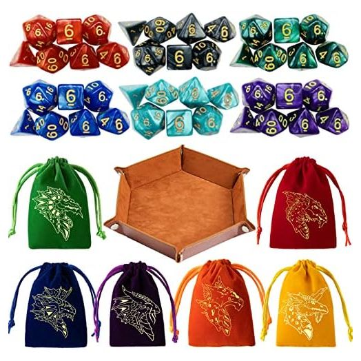 DND Dice Set 42 Pcs Polyhedral Dungeons and Dragons Rolling Dice for D&D RPG MTG Table Games Dice Bulk
