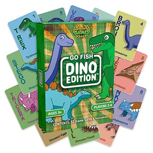 Wreathy Games, Go Fish, Dino Edition Card Game, Ages 3 and up