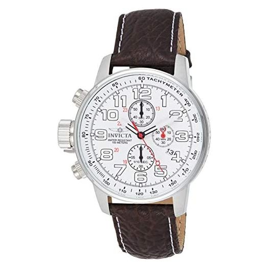 Invicta Men's 2771 "Force Collection" Stainless Steel Left-Handed Watch with Brown Leather Band