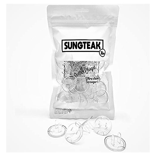 SUNGTEAK Premium Outlet Plugs Covers Childproof-Baby Safety Clear Products-Electrical Protector Caps-Child Proofing Plug Covers for Electrical Outlets (25 Pack)