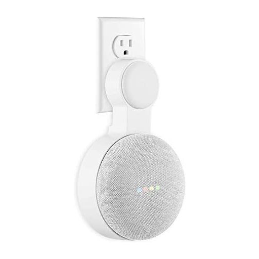 Google Home Mini Wall Mount Holder, Caremoo Space-Saving Design AC Outlet Mount, Perfect Cord Management for Google Home Mini Voice Assistant (White, 1 Pack)
