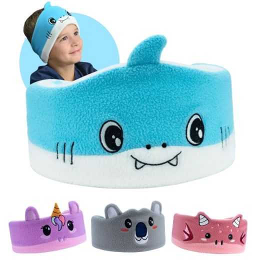 Original Kids Headphones - Award-Winning Toddler Headphones - Wireless Headband - Adjustable Toddler Headphones - Bluetooth Children's Headband for Traveling (Finny The Shark)