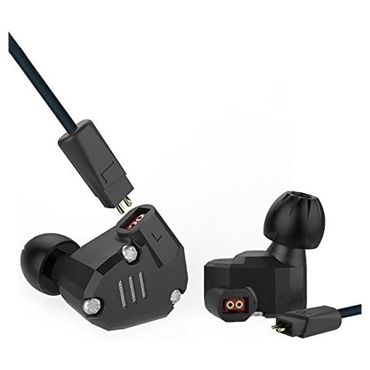Quad Driver Headphones,ERJIGO KZ ZS6 High Fidelity Extra Bass Earbuds Without Microphone,with Detachable Cable (Black)