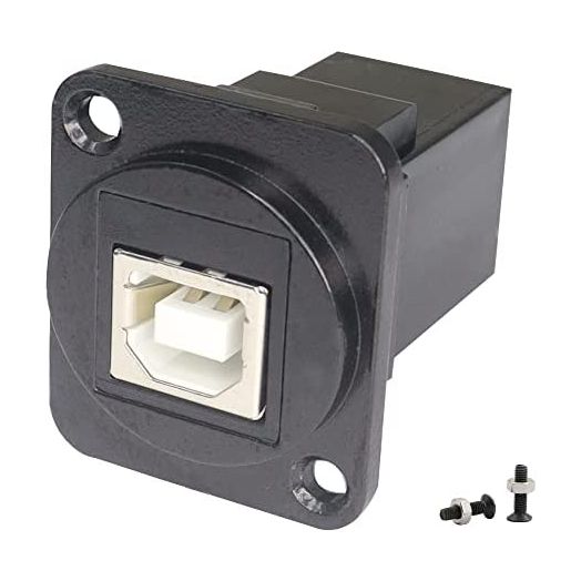 QIANRENON USB B to A D Panel Mount Connector,USB 2.0 Data Connector Solderless Socket, Female to Female Converter Data Transfer Connectors for Audio Video Optoelectronic Network,Black