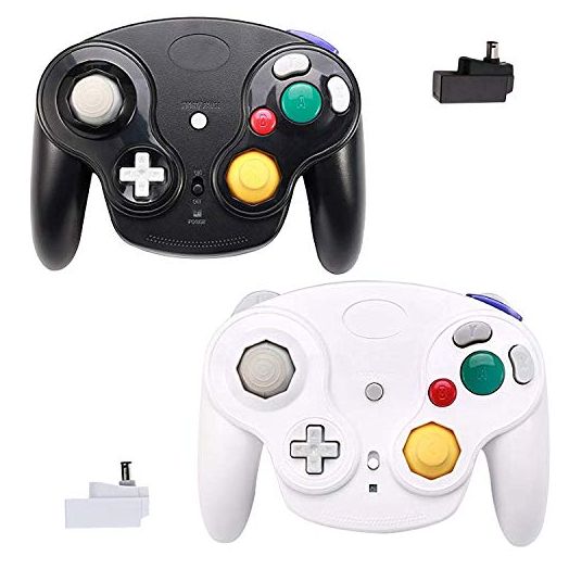 Wireless Gamecube Controllers, Classic Gamecube Wavebird Wireless wii Controller Remote Gamepad Joystick for Nintendo Gamecube Console, Compatible with Wii (Black and White)