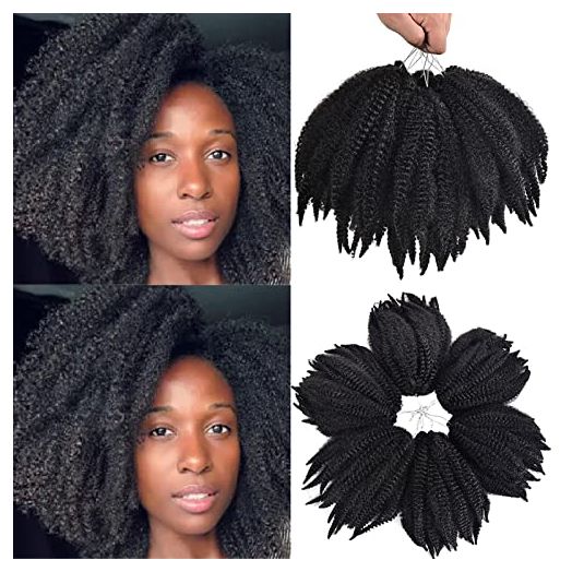 Marley Hair for Twists 8Inch Short Braiding Hair Afro Kinky Twist Crochet Braids Synthetic Fiber Hair (6 Pack)