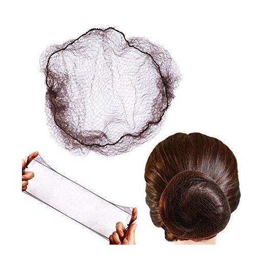 50pcs Hairnet Bun Net Invisible Hair Net Elastic Mesh 20inch 50cm (Bulk Packing, Dark Brown)
