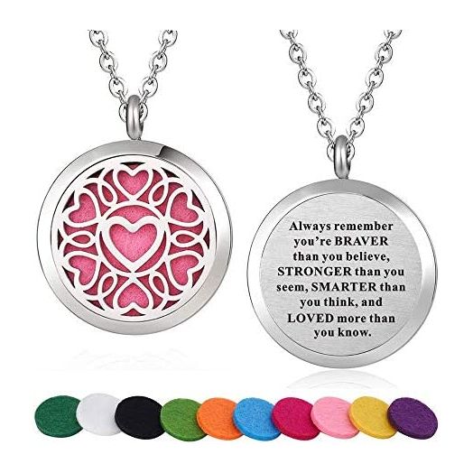 Stainless Steel Heart Aroma Therapy Aromatherapy Essential Oil Diffuser Necklace Locket Pendant