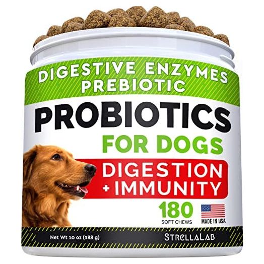 Dog Probiotics Treats for Picky Eaters - Digestive Enzymes + Prebiotics - Chewable Fiber Supplement - Allergy, Diarrhea, Gas, Constipation, Upset Stomach Relief - Improve Digestion, Immunity - 180ct