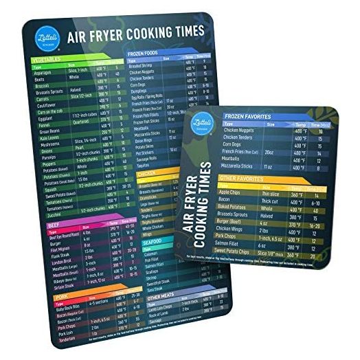 LOTTELI KITCHEN Air Fryer Magnetic Cheat Sheet Set, Cook Times Reference Guide