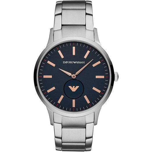 Emporio Armani Men's Quartz Watch with Stainless-Steel Strap, Silver, 22 (Model: AR11137)
